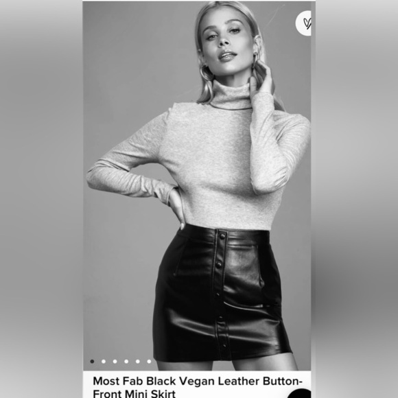 Lulu’s Olive Green vegan leather skirt Size L NWOT - Picture 2 of 13